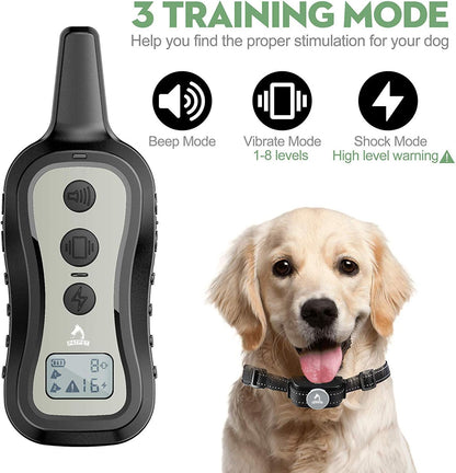 PATPET Dog Training Collar Shock Collar with Remote - 3 Training Modes, Beep, Vibration and Shock, Up to 1000 ft Remote Range, Rainproof for Small Medium Large Dogs