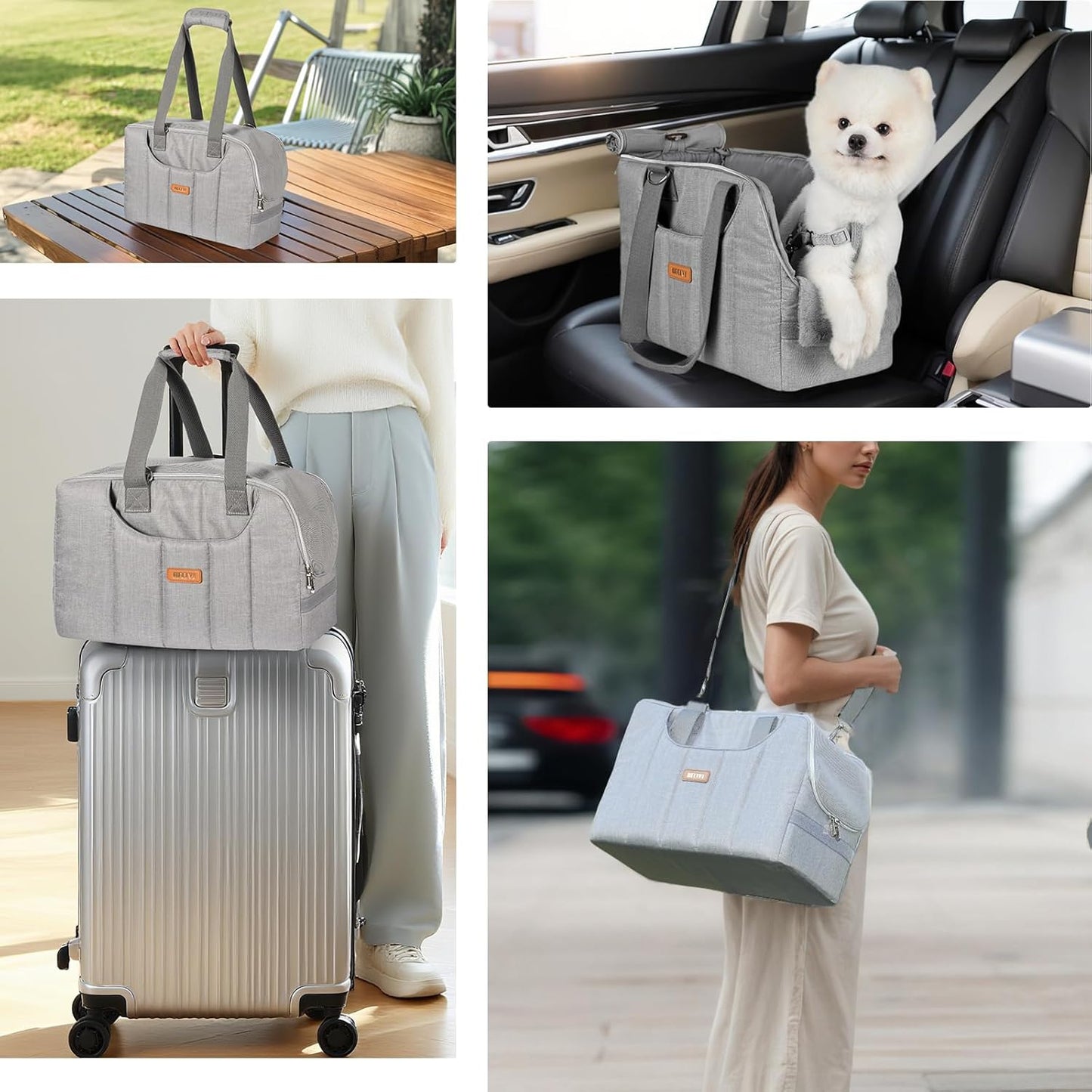 Dog Purse Carrier for Small Dogs Cats Rabbits Up to 13lbs, Lightweight Pet Sling Carriers with Crossbody Strap, Portable Puppy Soft Sided Tote Bag Carrier for Vet,Hiking,Travel Gray