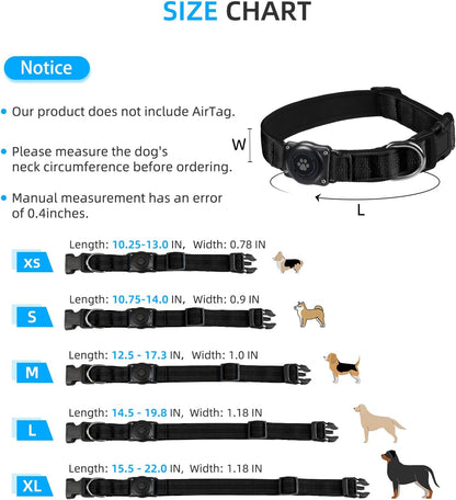 Upgraded AirTag Dog Collar, IP68 Waterproof Air Tag Dog Collar Holder, Reflective, Ultra-Durable, Comfortable Padded, Heavy Duty Dog Collars for Small Medium Large Dogs (L (14.8"-20.3"), Black)