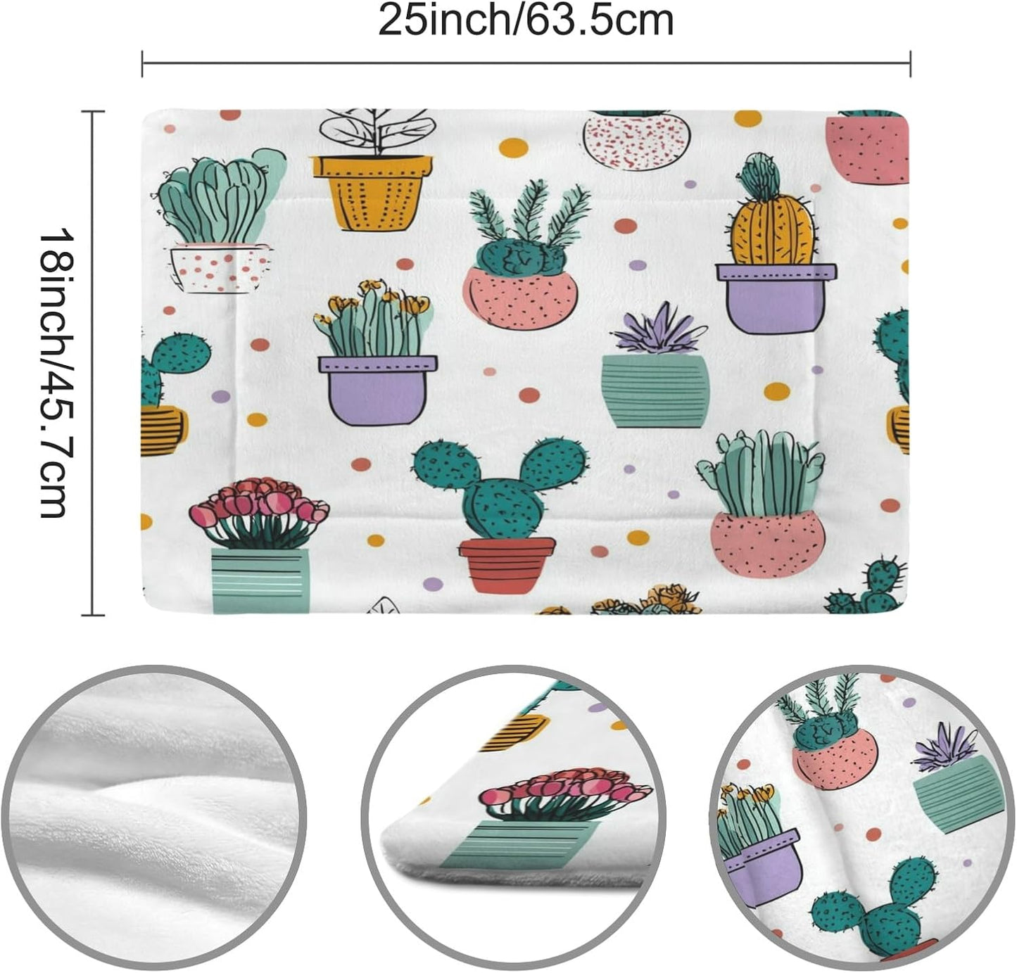 susiyo Funny Elegant Cactus Dog Bed Mat - Super Soft & Warm Pet Pad, 25x18 Inch Machine Washable Mat for Small Medium Dogs, Couch Protector, Crate & Travel Bed Topper