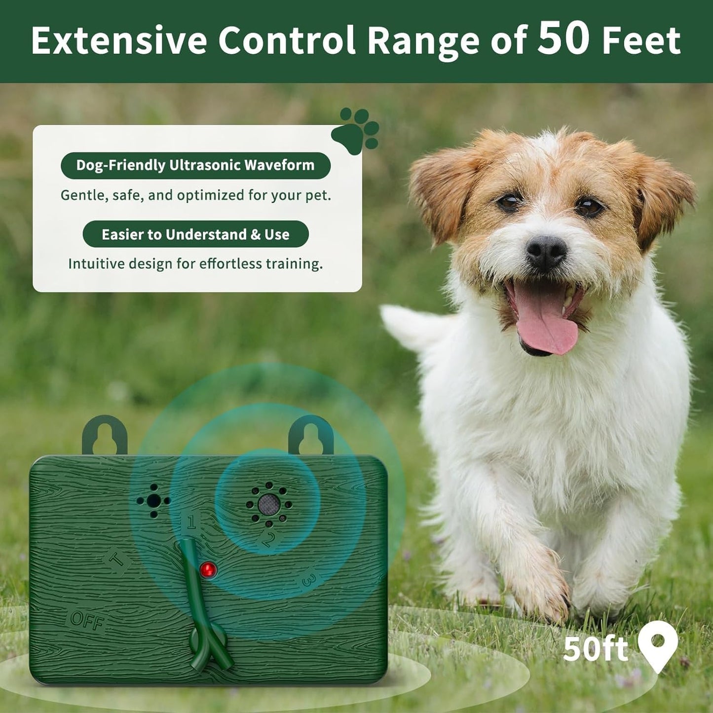 Anti Barking Devices for Dogs, 50FT Ultrasonic Dog Bark Control Devices with 4 Modes, Ultrasonic Dog Deterrent Bark Box Sonic Dog Barking Deterrent Devices for Indoor/Outdoor Dog Use