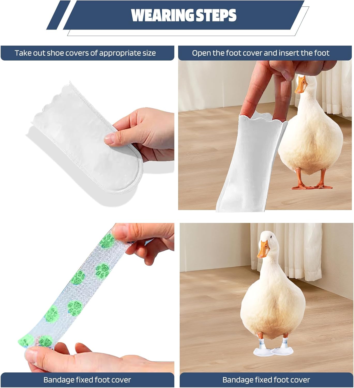 Disposable Boots for Real Duck Feet, Bumble Foot for Duck Supplies with Bandage, Large Size (Green, 20 PCS)