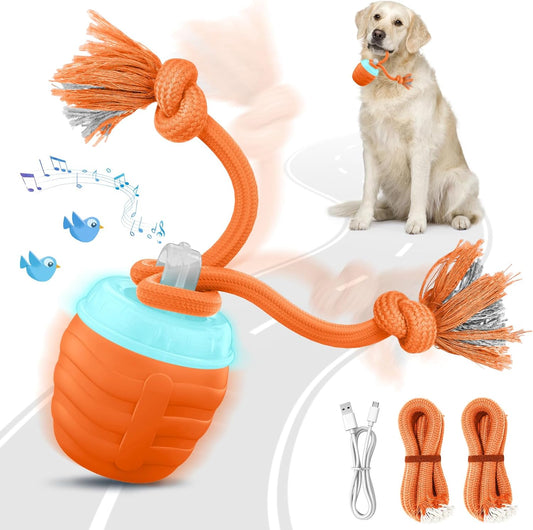 Interactive Dog Ball - 2025 Upgraded Moving Balls for Medium/Large Dogs, Automatic Chase Buddy Dogs Toy Wicked Ball for Boredom, Interactive Dog Toy to Keep Them Busy(Bright Orange)