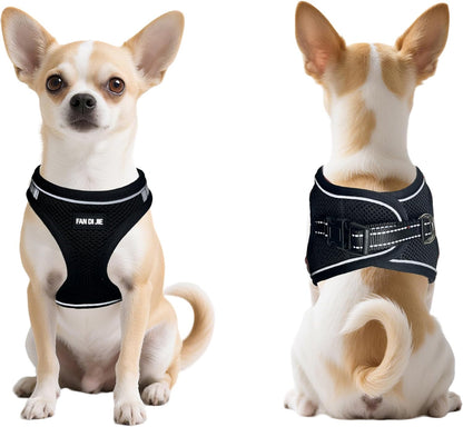 Dog Harness and Leash Set, No Pull Soft Mesh Pet Harness -in Puppy Pet Vest Harnesses for XS,Small,Medium Dogs and Cats Black-M