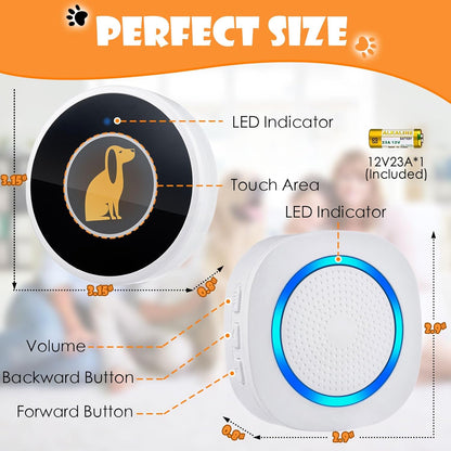 Smart Dog Door Bell Wireless Puppy DoorBell for Potty Training, Dog Bells to go Outside, IP55 Waterproof Bells for Dogs to Ring to go Potty (3 Receivers+6 Buttons)