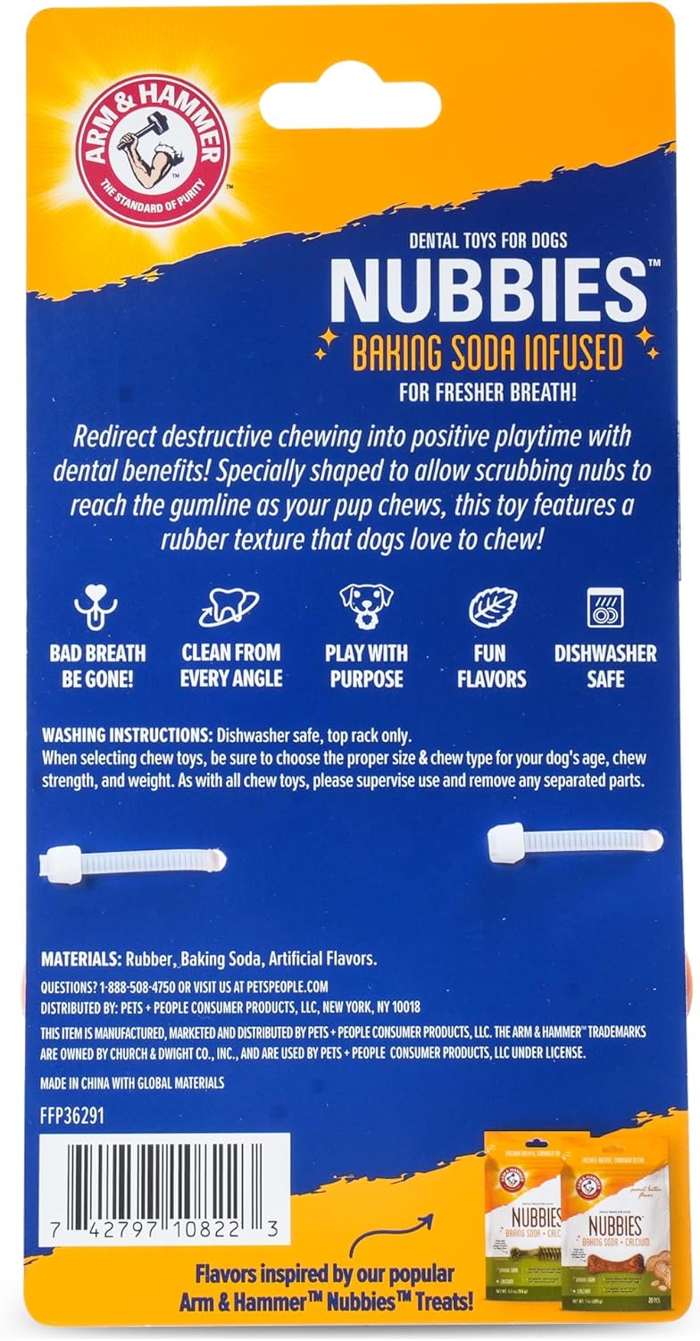 Arm & Hammer for Pets Nubbies Dog Dental Toys Rubber Ring Toy, Peanut Butter Flavored, Chew Toy for Dogs, Best Dog Chew Toy for Moderate Chewers, Reduces Plaque & Tartar Buildup Without Brushing