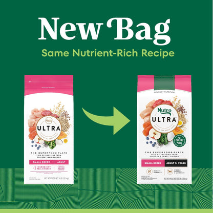 Nutro Ultra Adult Small Breed Dry Dog Food, Chicken, Lamb and Salmon Protein Trio, 3.5 lb Bag