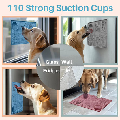 Tails & Tales Large Lick Mat for Dogs & Cats (11.2×16.7 in) with Strong Suction Cups, Slow Feeder Licking Pad for Anxiety Relief, Boredom & Bathing, Dog Enrichment Toy for Peanut Butter Yogurt (Gray)