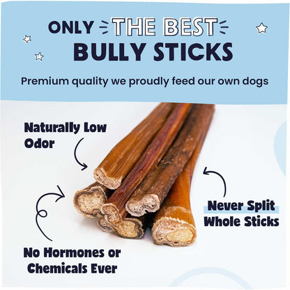 Pawstruck Bully Sticks & Roasted Collagen Sticks Value Bundle for Large Dogs - Single Ingredient Rawhide Alternative Made with 100% Beef