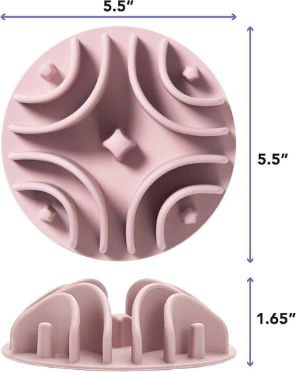 Awoo Great Vibes - Silicone Slow Feeder for Dog Bowls Over 5.5 Inches - Non-Slip, Wet and Dry Food-Compatible Pet Dish with Suction Cups - Extends Mealtime for Fast Eaters - Dishwasher Safe (Mauve)
