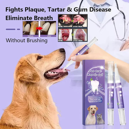 3Pcs Pet Oral Repair Gel, Dog Oral Repair Gel, Pet Breath Freshener for Cats and Dogs, Removes Tartar, Keeps Breath Fresh, Strengthens Teeth, Without Brushing