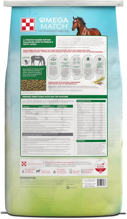 Purina | Omega Match Ration Balancing Horse Feed | 40 Pound (40 LB) Bag
