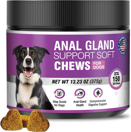 Dog Anal Gland Soft Chews 150 Stop Scoot for Dogs Supports Anal Gland Bowel Function Digestive Health Fiber Pumpkin Supplement for Dogs Pet Diarrhea Bowel Support Probiotics Digestive (Liver Flavor)