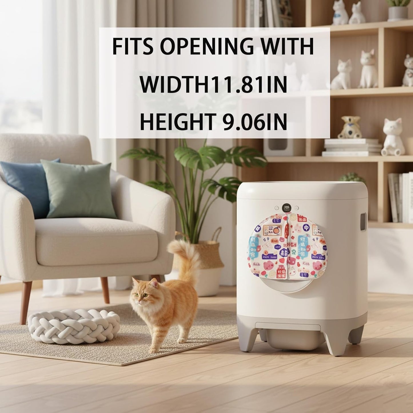 Curtain for Self Cleaning Cat Litter Box, Self-Cleaning Litter Box Curtain,Odor Blocker & Litter Scatter Shield for Cats,Easy Install, Universal Fit for Elliptical Openings (Red)