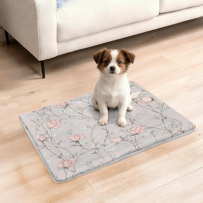 susiyo Playful Meadow Flower Pink Dog Bed Mat - Super Soft & Warm Pet Pad, 25x18 Inch Machine Washable Mat for Small Medium Dogs, Couch Protector, Crate & Travel Bed Topper