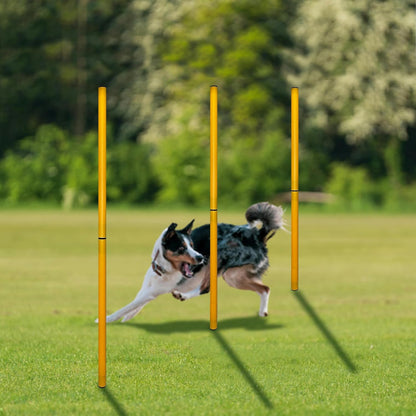 TNZMART 2.6 FT Dog Agility Obstacle Course Backyard Set Wave Poles and Adjustble Hurdles Training Exercise Equipment for Dogs (Pack of 3 Yellow)