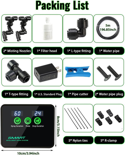 Reptile Humidifiers Smart Misting System, Reptile Mister Automatic with Timer, Terrariums Humidifier with 360°Adjustable Misting Nozzles, Spray Kit for Rainforest Plants Amphibian