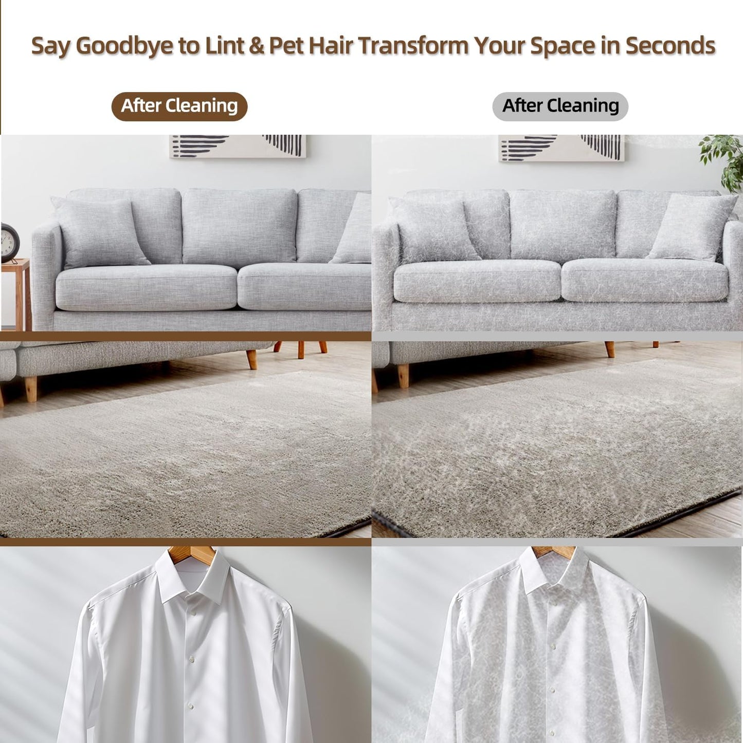 Pet Hair Remover Tool Glove for Cats & Dogs, Static Lint and Fur Removing Mitts for Laundry, Couch, Carpet, Clothing, and Auto Seats