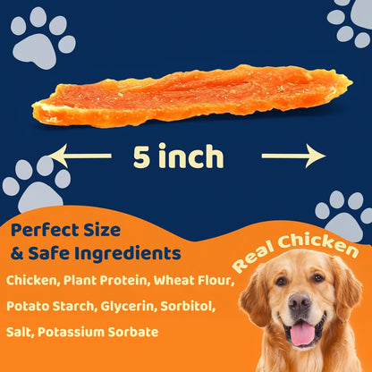 Dog Treats - Chicken Jerky Strips for Dogs with Real Chicken - 5 Inch Natural Dog Chews, High Protein & Low Fat Treats for Small to Large Dogs - 10.6 oz