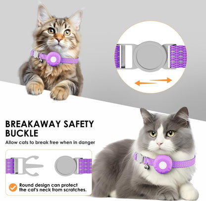 Cat GPS Tracker, Cat Tracker Compatible with Apple Find My App (Only iOS), No Monthly Fee, Waterproof, Breakaway Collar Included, Up to 1 Year Battery