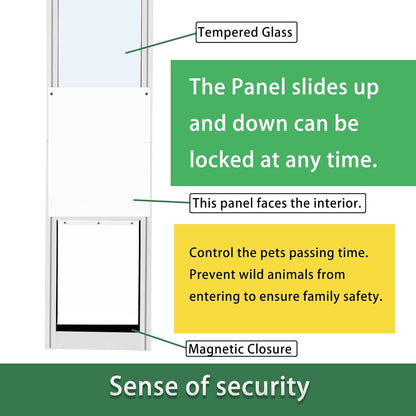Cat Dog Door for Sliding Glass Door Easy Installation for Rentals and Apartments Lockable Weather Proof Adjustable Height 76.38" to 81.1" Ideal Pet Access Solution for Homes