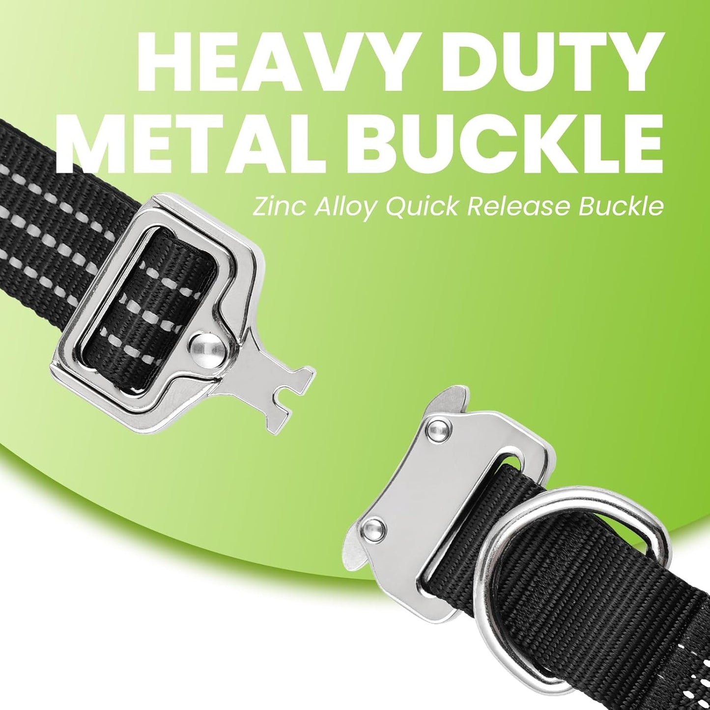 Heavy Duty Dog Adjustable Breathable Nylon Collar for Medium to Large Breeds Dogs with Control Handle Quick Release Metal Buckle Soft Neoprene Padded & Reflective Stitching