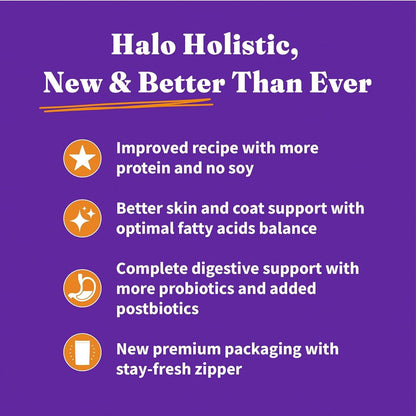 Halo Purely for Pets Holistic Dog Food, Complete Digestive Health Grain Free Cage-Free Chicken and Sweet Potato Recipe, Dry Dog Food Bag, Senior Formula, 10-lb Bag