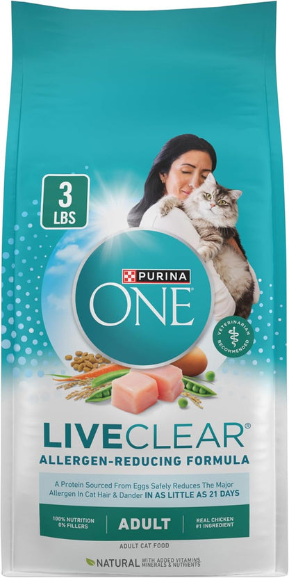 Purina ONE LiveClear Allergen-Reducing Cat Food Dry Formula with Real Chicken As The Number One Ingredient - 3 lb. Bag