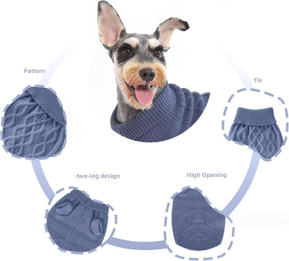 Small Dog Warm Winter Sweater MengMengDa Pet Clothes Puppy Knitwear for Small to Medium Breeds Dog Outfits (Dark Blue M)