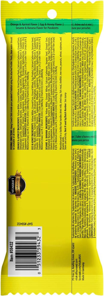 Vitakraft Crunch Sticks Rabbit Treat Carrot and Honey Flavor with Natural Grains and Honey Enriched with Essential Nutrients Baked On Wooden Stick to Encourage Chewing and Long Lasting Enjoyment