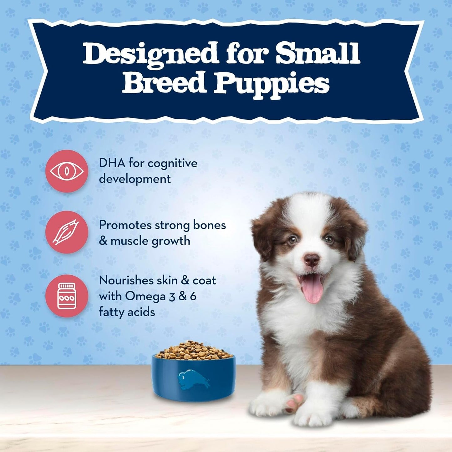 Blue Buffalo Baby Blue Natural Small Breed Puppy Dry Dog Food, Healthy Growth Formula with DHA, Chicken and Oatmeal Recipe, 4-lb Bag