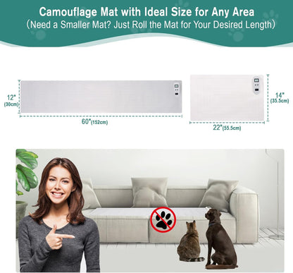 SEERWAY Scat Pet Shock Mat 2 Pieces in Different Size, Shock Pads for Dogs and Cats Training Indoor, Electric Repellent Mat Keeps Pets Off Couch, Sofa, Countertop, 3 Modes (60"x12"+22"x14")