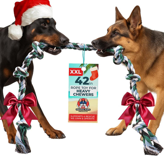 Giant Dog Rope Toys for Extra Large Dogs - 42 Inch, 6 Knot Tough Rope Chew Toys for Large Dogs - Benefits Non-Profit Animal Rescue - Indestructible Dog Toy for Aggressive Chewers