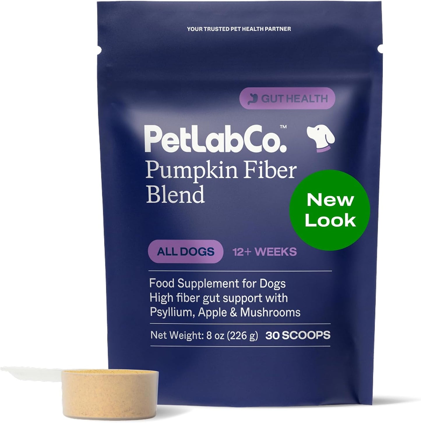 PetLab Co. Pumpkin Fiber for Dogs – Dog Probiotics Powder – High Fiber Supplement with Pumpkin, Apple, Psyllium & Mushrooms – Supports Digestion, Gut Health & Regular Bowel Movements – 30 Scoops