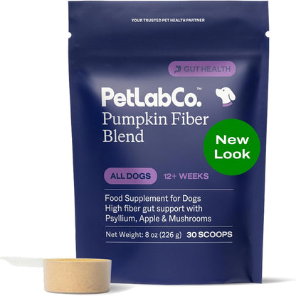 PetLab Co. Pumpkin Fiber for Dogs – Dog Probiotics Powder – High Fiber Supplement with Pumpkin, Apple, Psyllium & Mushrooms – Supports Digestion, Gut Health & Regular Bowel Movements – 30 Scoops