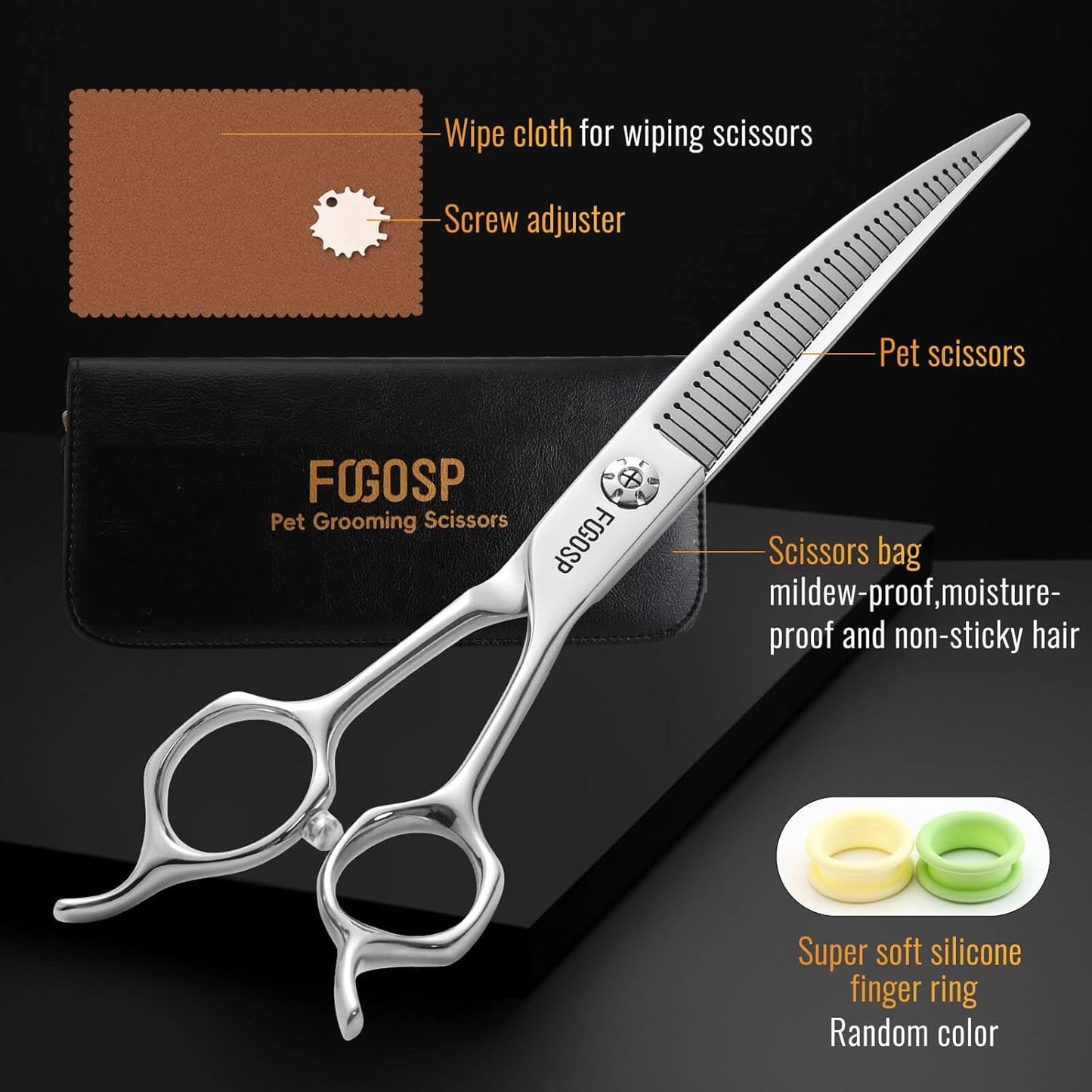 Magic Curved Fluffers Chunkers Dog Grooming Scissors Professional 7'' Pointy-tongued Curved Thinning Shears for Pet Cat Shih Tzu Schnauzer 50% Thinning Rate Japan 440C 33 Teeth