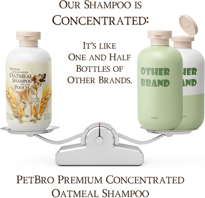 Premium Concentrated Oatmeal Dog Shampoo with Coconut and Aloe (17 oz) - Soothing and Itch Relief, Moisturizes Dry Skin