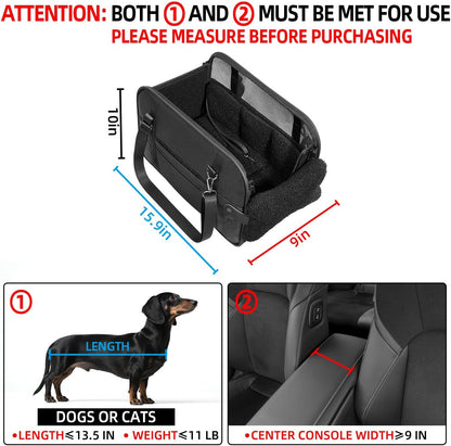 Center Console Dog Car Seat,Outdoor Dog Bed Sofa,Carseats for Small Dogs Carriers,Puppy Cat Car Seat(Black)