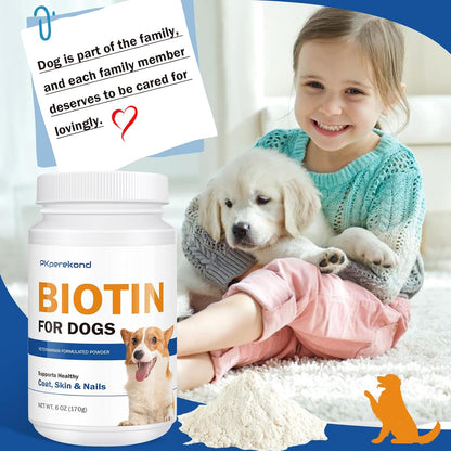 Biotin for Dogs, Supports Shiny Coat and Healthy Skin, Strengthens Dog Nails, Biotin Powder Supplement for Dog Shedding, Dry Skin Relief for Dogs, 6 oz