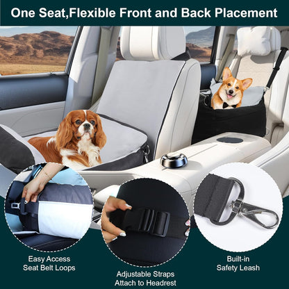 Dog Car Seat for Small Medium Sized Dogs, Cat Dog Booster Car Seat with Seat Belt,Detachable Soft Front Pet Puppy Cars seats,Washable dog seats for cars,Travel cat car Carrier Bed with Storage Pockets