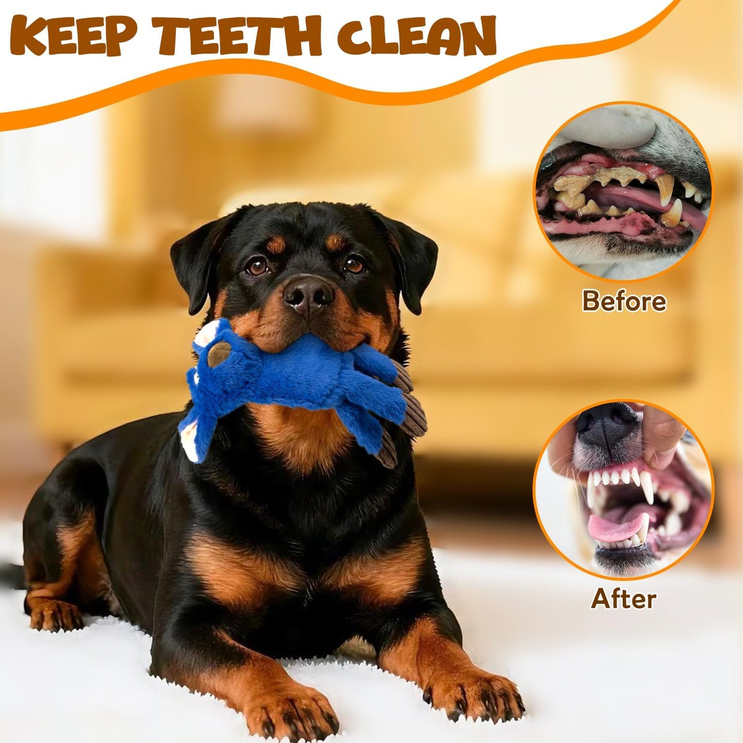 Squeaky Dog Toys, No Stuffing 5 Pack Crinkle Dog Toy for Small,Medium Large Dogs, Not for Aggressive Chewers, Indoor Outdoor Training,Dog,Donkey,Cow,Rhino,Hipo.