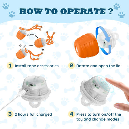 Interactive Dog Ball - 2025 Upgraded Moving Balls for Medium/Large Dogs, Automatic Chase Buddy Dogs Toy Wicked Ball for Boredom, Interactive Dog Toy to Keep Them Busy(Bright Orange)