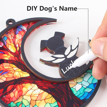 Original CCiaga DIY Dog Angel Memorial Suncatcher with Sympathy Card,Memorial Gifts for Loss of Dog Sympathy Gift,Pet Memorial Gifts for Dogs(3-Life Tree)