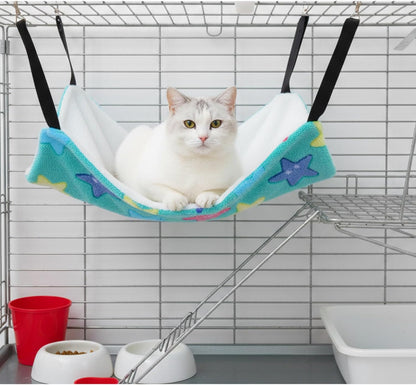 8 Pcs Reversible Cat Hammock for Cage Double Sided Cat Hanging Soft Hammock Bed with Straps and Metal Hooks for Indoor Kitten Puppy Ferret Rabbits(Starfish Style)