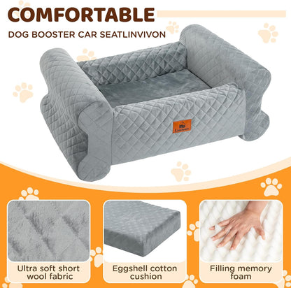 Dog Car Seat for Medium/Large Dogs up to 60 lbs, Memory Foam Dog Booster Seat with Thick Cushion, Pet Car Seat for Back with Detachable Washable Cover, Storage Pockets for SUV, Pick Up, Trunk, Grey