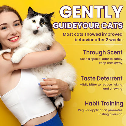 Enhanced Cat Deterrent Spray 10.14 Fl Oz No Scratch for Cats Indoor & Outdoor Keep Off Cat Spray Natural Safe Repellent for Effective Training Aid for Furniture Curtain Sofas Protection