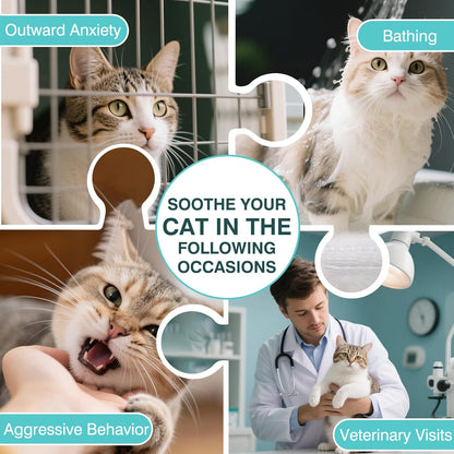 Cat Calming Treats, 140 Soft Chews to Relieve Anxiety, Stress & Prevent Bites, Perfect for Travel & Veterinary Visits, Soothing Calming Care for Indoor Cats Chicken Flavor 7.41 OZ