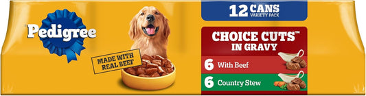 Pedigree Choice Cuts in Gravy Adult Canned Soft Wet Dog Food, Beef & Country Stew, 13.2 oz. Cans (12 Count, Pack of 1)