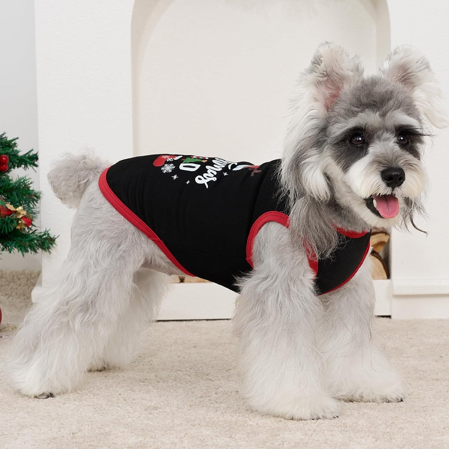 XPUDAC 4 Pack Christmas Dog Shirts Doggy Sleeveless Vest for Small Medium Large Dogs Boy Girl Xmas Puppy Tank Top Tee Shirts Pet Outfit Costume Cat Apparel, Red, Green, Black, 5XL