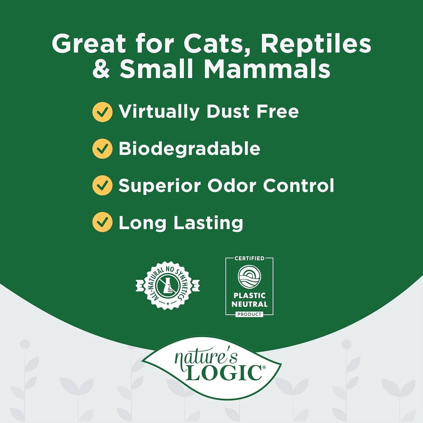 Nature's Logic 100% Natural Pine Pellet Cat Litter - 100% Ponderosa Pine, Dust-Free, Unscented, Biodegradable - Safe for Cats, Kittens, Reptiles & Small Pets - Highly Absorbent - 24 lb Bag